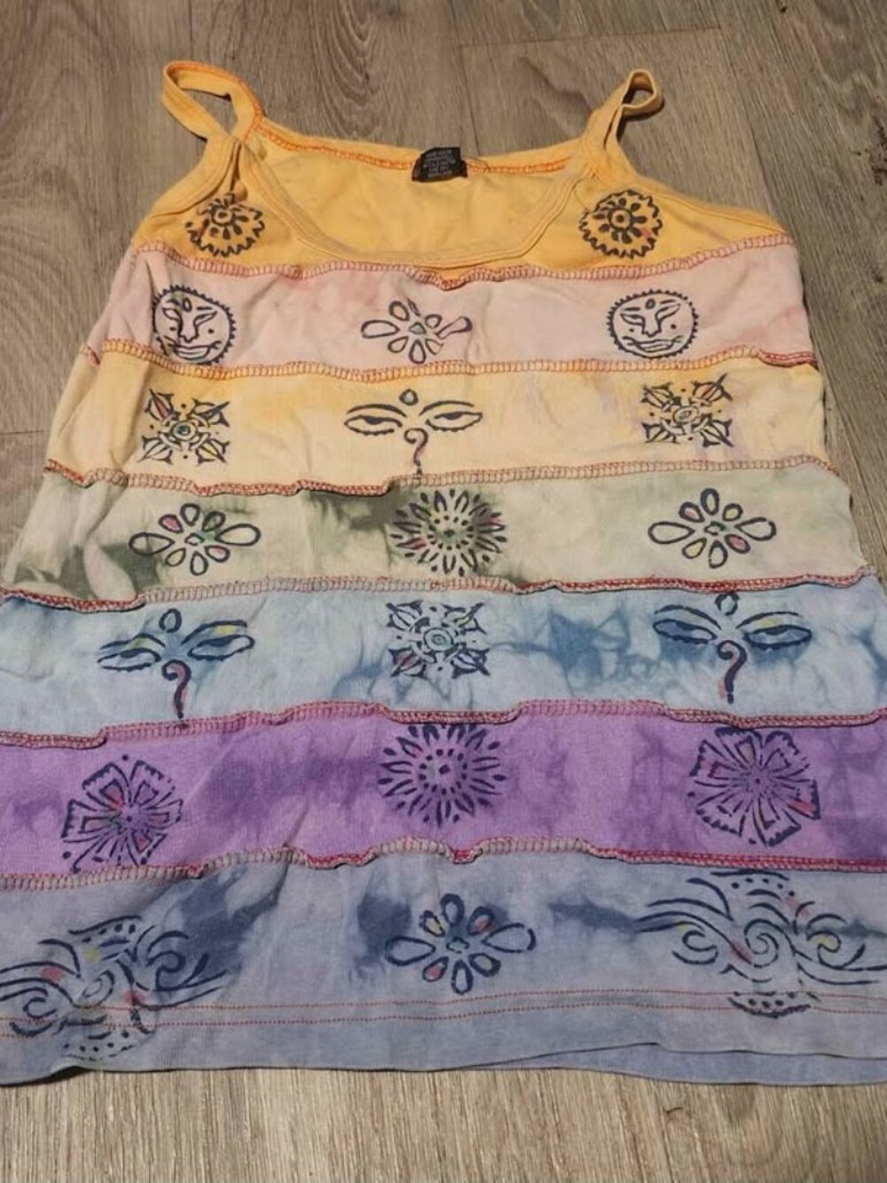 Rising International Boho Patchwork Tie Dye Tank Top Size XL Y2K Era